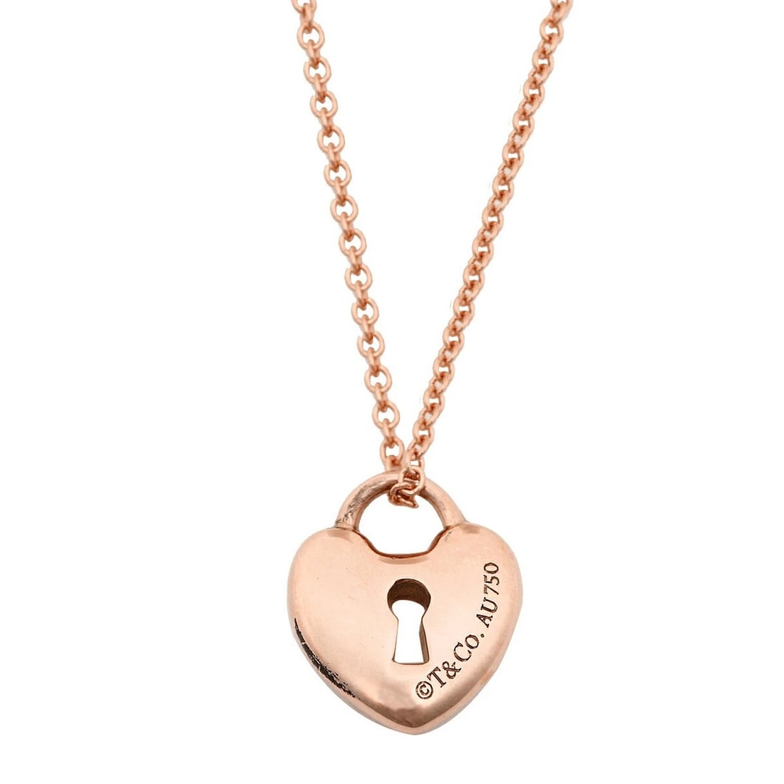 TIFFANY & CO. LOCK HEART LOCK PENDANT NECKLACE MINI K18 ROSE GOLD: Tiffany & Co. Lock Heart Lock Pendant Necklace Mini K18 Rose Gold Brand: Tiffany & Co. Type/Style: Necklace Material: K18 Rose Gold, Color: Rose Gold Size: (approx.): Chain 41cm Top W0.9?H1cm Acce