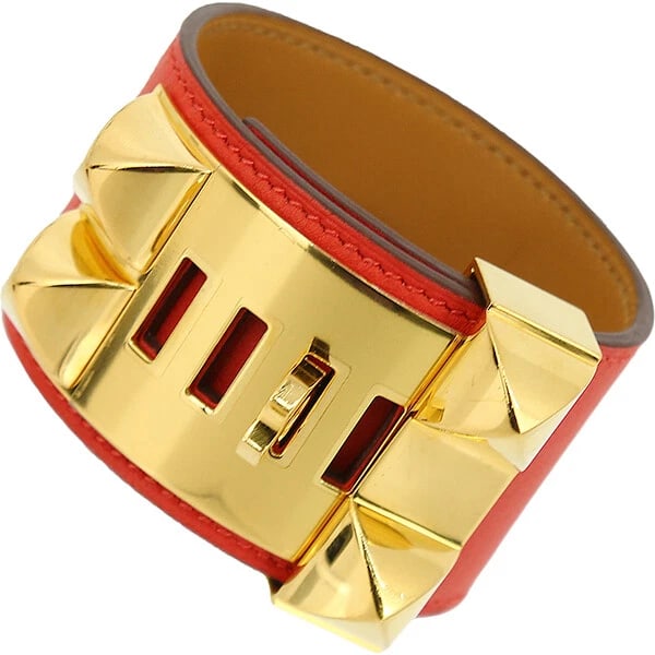 HERMES BRACELET COLIER DE CHIEN BANGLE GOLD: Hermes Bracelet Colier de Chien Bangle Gold Brand: Hermes Type/Style: Bracelet Material: Vorsoft, Color: None Size: S / Width: approx. 3.8 cm Arm circumference: approx. 14cm-16.5cm Accessories: No