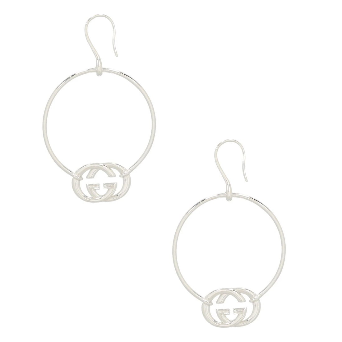 GUCCI EARRINGS INTERLOCKING G HOOK TYPE STERLING SILVER: GUCCI Earrings Interlocking G hook type sterling silver Brand: GUCCI Type/Style: Earrings Material: Sterling silver, Color: Body/Silver Size: (approx.): -Body/W4 x H6 x D0.2cm 1 large top/4.5?4cm