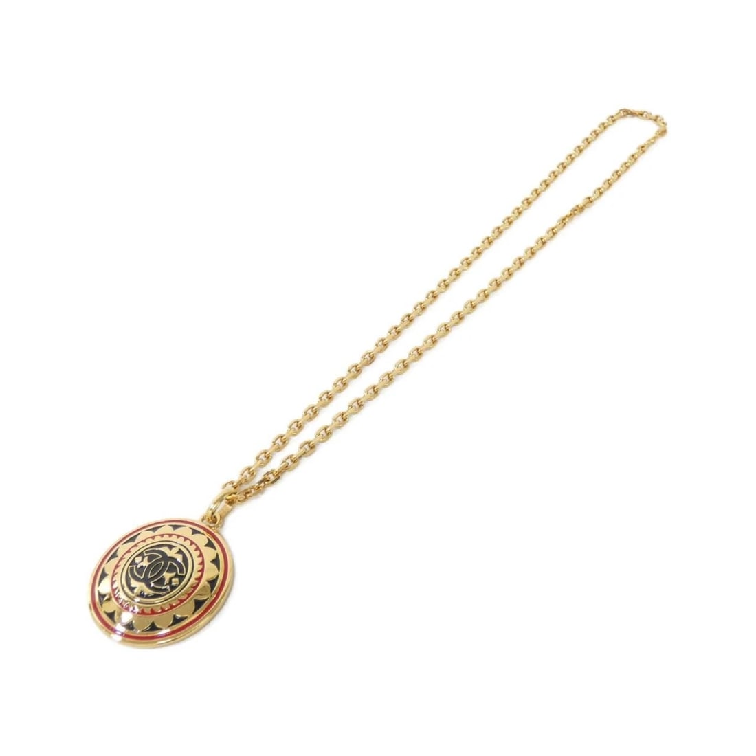 CHANEL NECKLACE GOLD/BLACK/RED: Chanel Necklace Gold/Black/Red Brand: Chanel Type/Style: Necklace Material: None, Color: Gold/Black/Red Size: Length: 80cmMotif Width x Height: 6cm x 6cm Accessories: None Accessories Notice: When