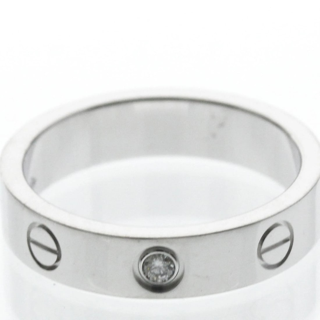 CARTIER MINI LOVE RING DIAMOND K18WG: Cartier Mini Love Ring Diamond K18WG Brand: Cartier Type/Style: Ring Material: 18K White Gold (K18WG), Main Stone/Creation Natural Color: White Gold Size: US4.75 Accessories: None Accessor