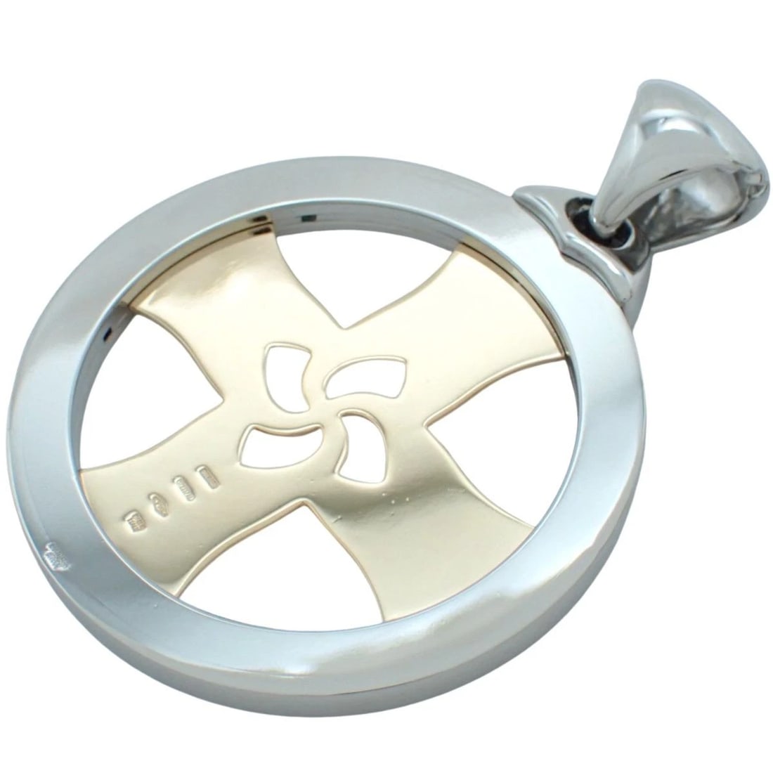 BVLGARI CROSS CHARM PENDANT TOP GOLD SILVER TONE METAL: BVLGARI Cross Charm Pendant Top Gold Silver Tone Metal Brand: Bvlgari Type/Style: Pendant Material: Yellow Gold (K18YG), Stainless Steel (SS), Color: Gold,Silver Size: Height: Approx. 5.8cm, Width: