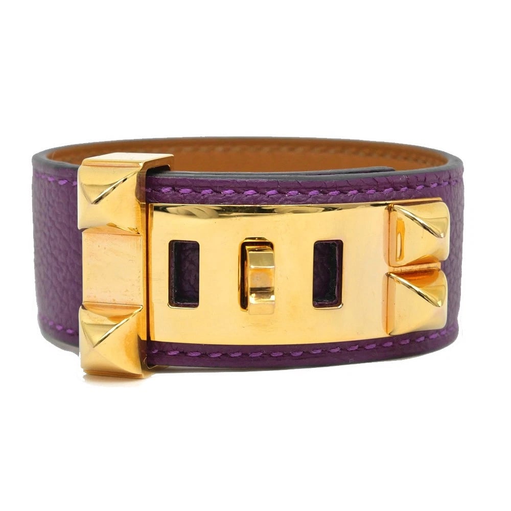 HERMES LEATHER BRACELET ANEMONE GOLD (1 of 7)