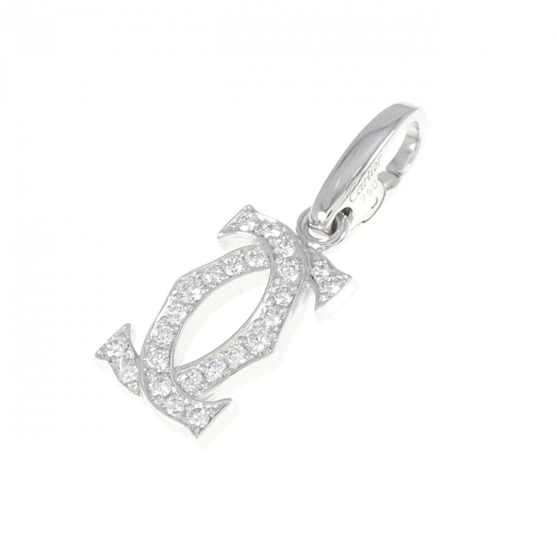 CARTIER 2C CHARM 750 WHITE GOLD DIAMONDS: Cartier 2C Charm 750 White Gold Diamonds Brand: Cartier Type/Style: Pendant Top Material: 750WG, Color: WG Size: Actual Dimensions: Approx. 25.2mm (H) x 8.5mm (W) Accessories: None Accesso