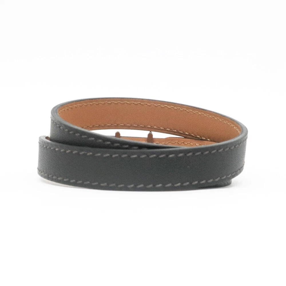 HERMES WRAP BRACELET BLACK LEATHER SILVER: HERMES Wrap Bracelet Black Leather Silver Brand: HERMES Type/Style: Bracelet Material: Leather / Metal, Color: Black / Silver Size: Wrist size: 18.3cm Overall length: 40cm Width: 1.2cm Accessories: