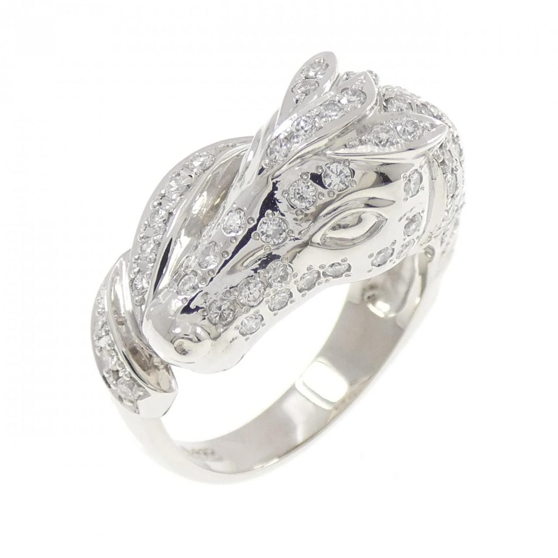 PT900 HORSE DIAMOND RING: PT900 Horse Diamond Ring Brand: Unbranded Type/Style: Diamond Ring Material: PT900, Color: Silver Size: US 6 1/4 Accessories: None Accessories Notice: When purchasing pre-owned goods, please refer to