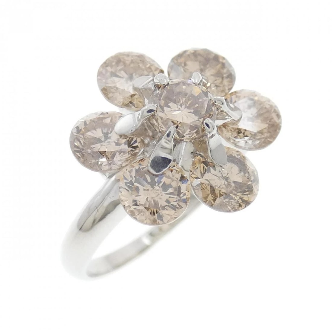 PT900 FLOWER DIAMOND RING: PT900 Flower Diamond Ring Brand: Unbranded Type/Style: Diamond Ring Material: PT900, Color: silver Size: US 5 1/4 Accessories: None Accessories Notice: When purchasing pre-owned goods, please refer