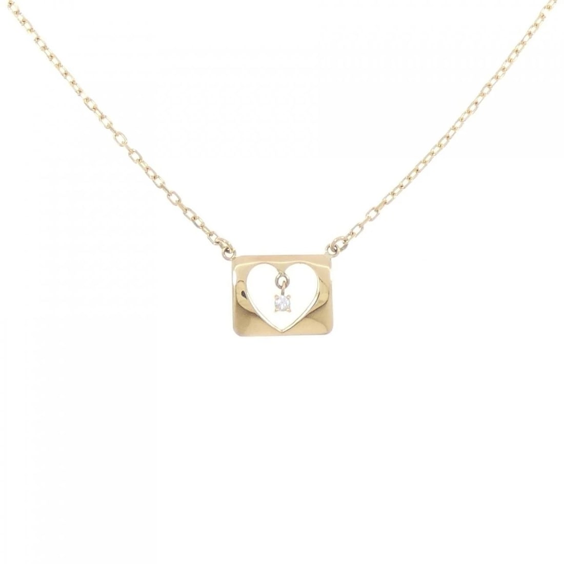 K18YG SOLITAIRE HEART DIAMOND NECKLACE: K18YG Solitaire Heart Diamond Necklace Brand: Unbranded Type/Style: Diamond Necklace Material: K18YG, Main Stone/Creation Natural Color: Yellow Gold Size: 36?39cm Actual Size Pendant length approx. x