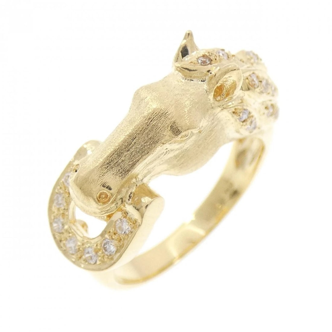 K18YG HORSE DIAMOND RING: K18YG Horse Diamond Ring Brand: Unbranded Type/Style: Diamond ring Material: 18K Yellow Gold, Color: Yellow Gold Size: US 5 Accessories: None Accessories Notice: When purchasing pre-owned goods,
