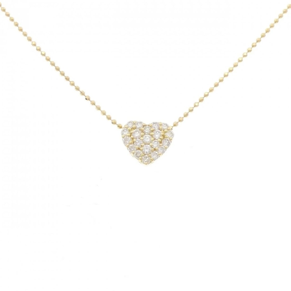 K18YG HEART PAVE DIAMOND NECKLACE: K18YG Heart Pave Diamond Necklace Brand: Unbranded Type/Style: Diamond Necklace Material: K18YG, Color: Yellow Gold Size: 40cmActual Size Pendant length approx. x width approx.: 9.5mmx10.9mm Chain