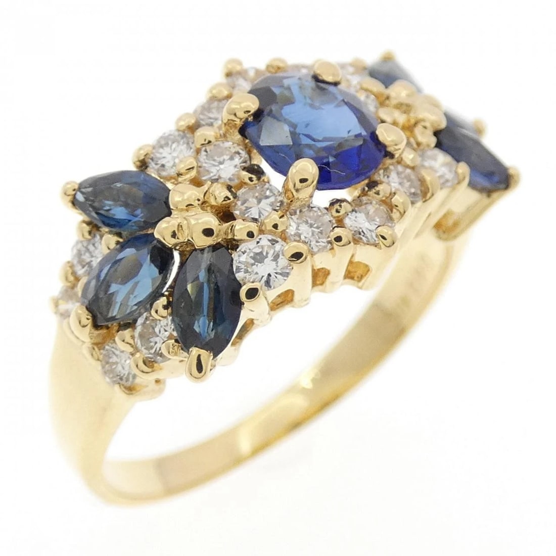 K18YG SAPPHIRE RING: K18YG Sapphire Ring Brand: Unbranded Type/Style: Sapphire Ring Material: K18 white gold, Main Stone/Creation Sapphire Secondary Stone Diamond Color: White Gold Size: US 5 1/4 Accessories: None