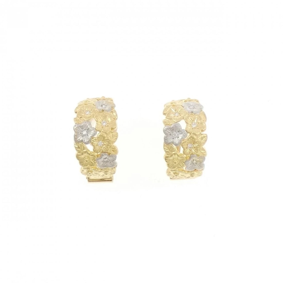K18YG/PT900 FLOWER DIAMOND EARRING: K18YG/PT900 Flower Diamond Earring Brand: Unbranded Type/Style: Diamond Pierce/Earring Material: 18K Yellow GoldPlatinum900, Main Stone/Creation Natural Color: Yellow Gold Platinum Size: Approx.