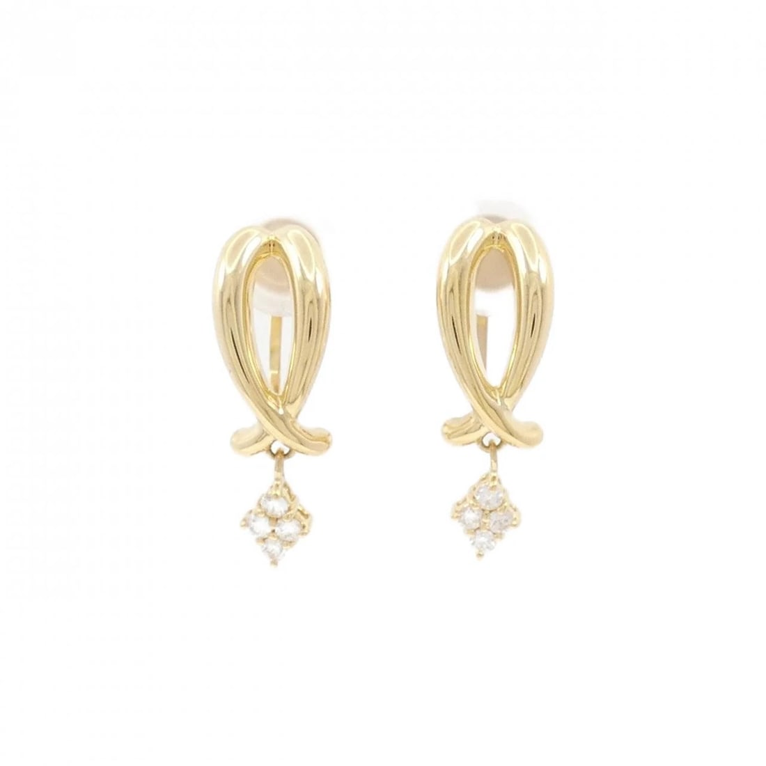 K18YG DIAMOND EARRINGS: K18YG Diamond Earrings Brand: Unbranded Type/Style: Earrings Material: K18YG, Color: Yellow Gold Size: ActualSize HxW: 22.1mmx7.4mm Accessories: None Accessories Notice: When purchasing pre-owned