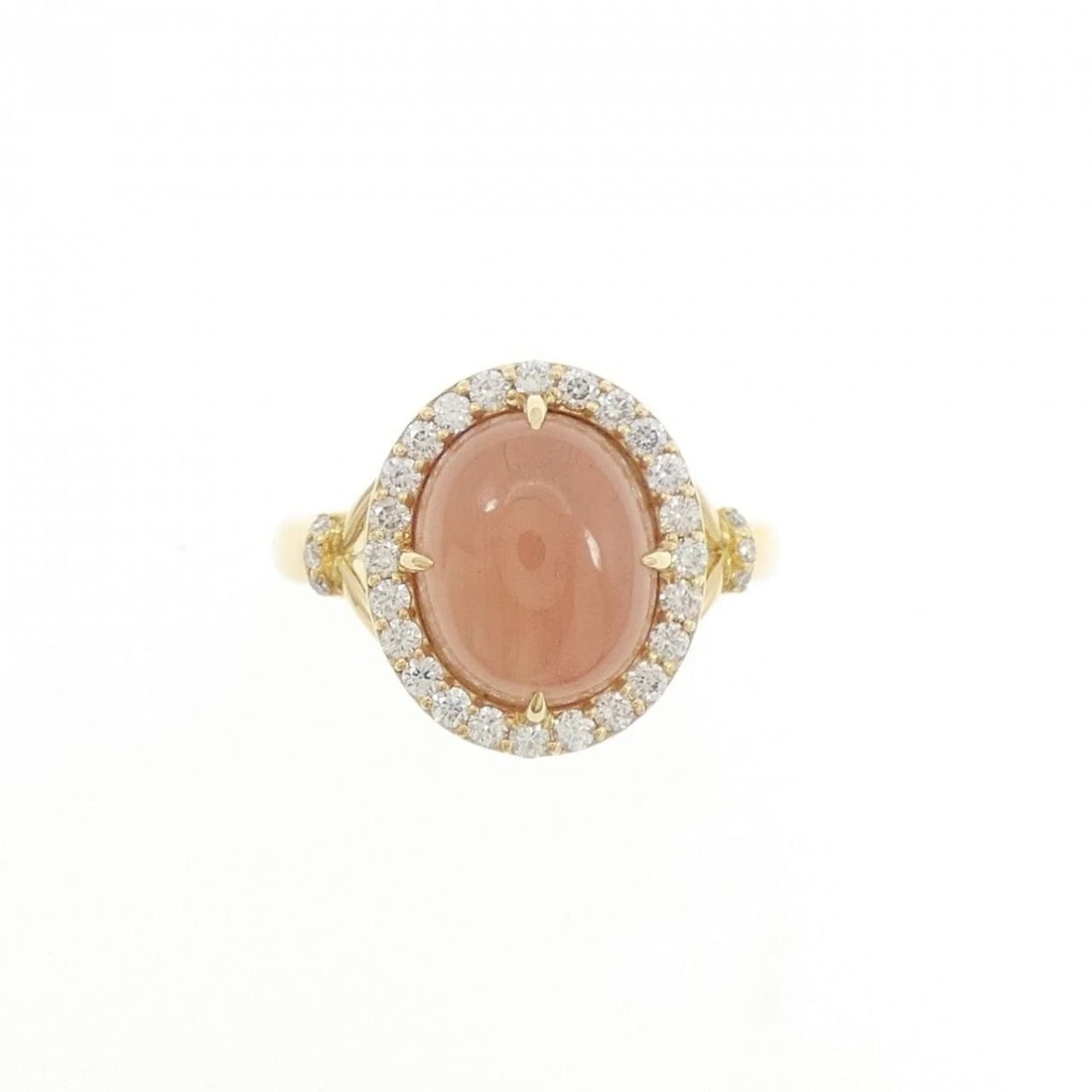 K18YG RHODOCHROSITE RING: K18YG Rhodochrosite Ring Brand: Unbranded Type/Style: Rhodochrosite Ring Material: K18YG, Main Stone/Creation Road Black SiteSecondary Stone Diamond Color: Yellow Gold Size: US 7 Accessories: None