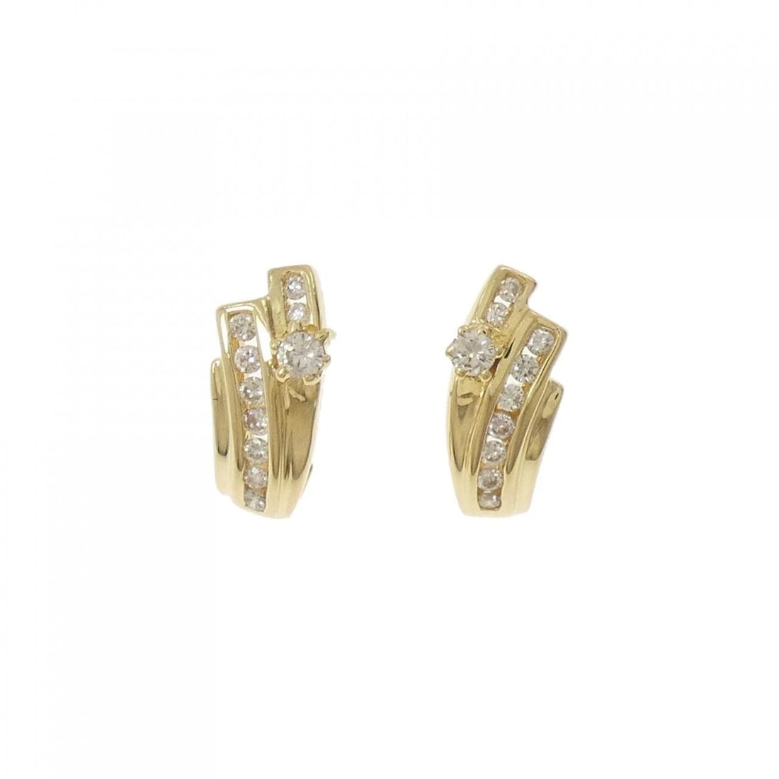 K18YG DIAMOND PIERCE: K18YG Diamond Pierce Brand: Unbranded Type/Style: Diamond Pierce/Earring Material: K18YG, Main Stone/Creation Natural Color: Yellow gold Size: Actual Size Approx. height x width: 14.0mm x 6.2mm