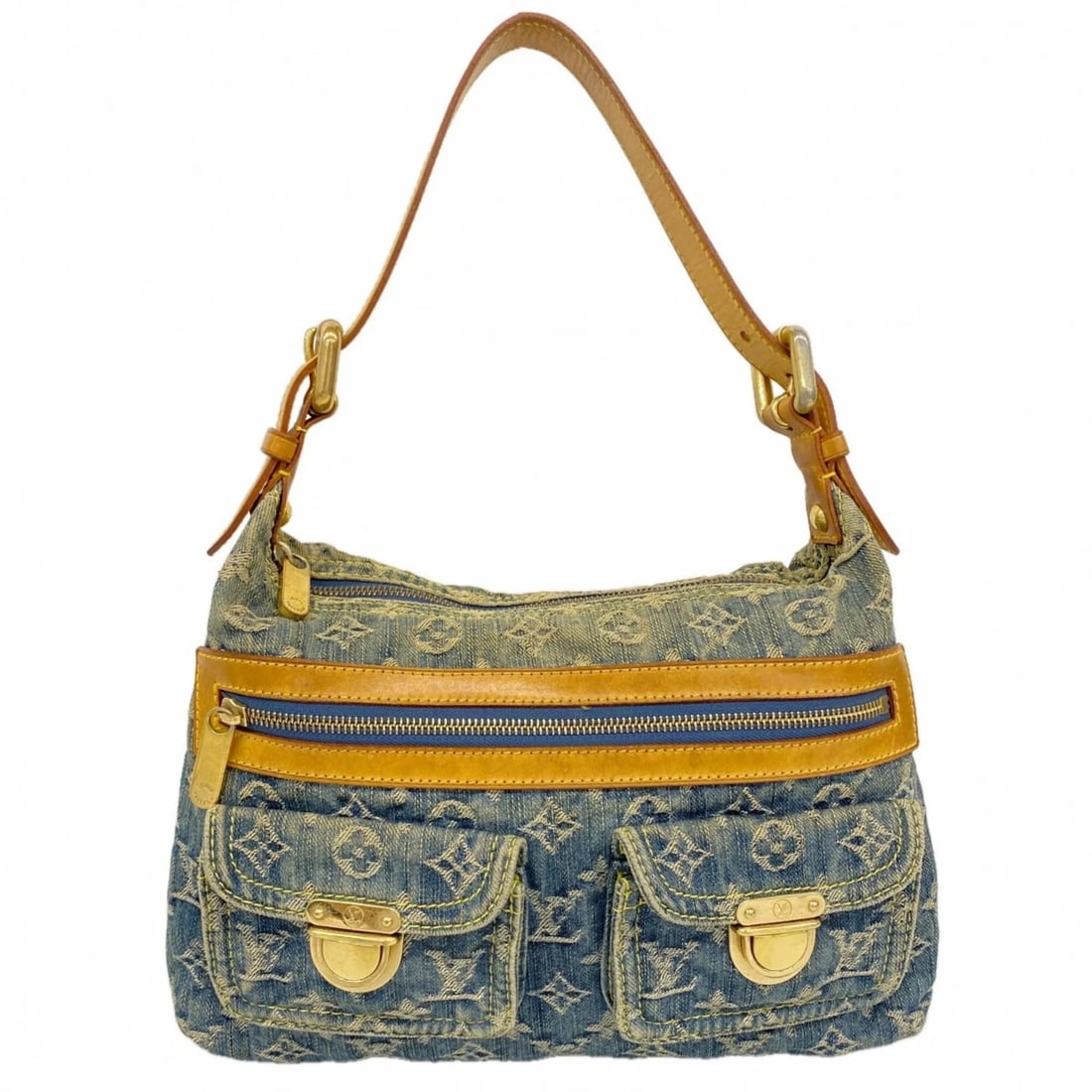 LOUIS VUITTON MONOGRAM DENIM BAGGY PM SHOULDER BAG: Louis Vuitton Monogram Denim Baggy PM Shoulder Bag Brand: Louis Vuitton Type/Style: Shoulder bag Material: None Color: Brown Size: (HxWxD)23cm x 29.5cm x 10cm / 9.05'' x 11.61'' x 3.93'' Accessori
