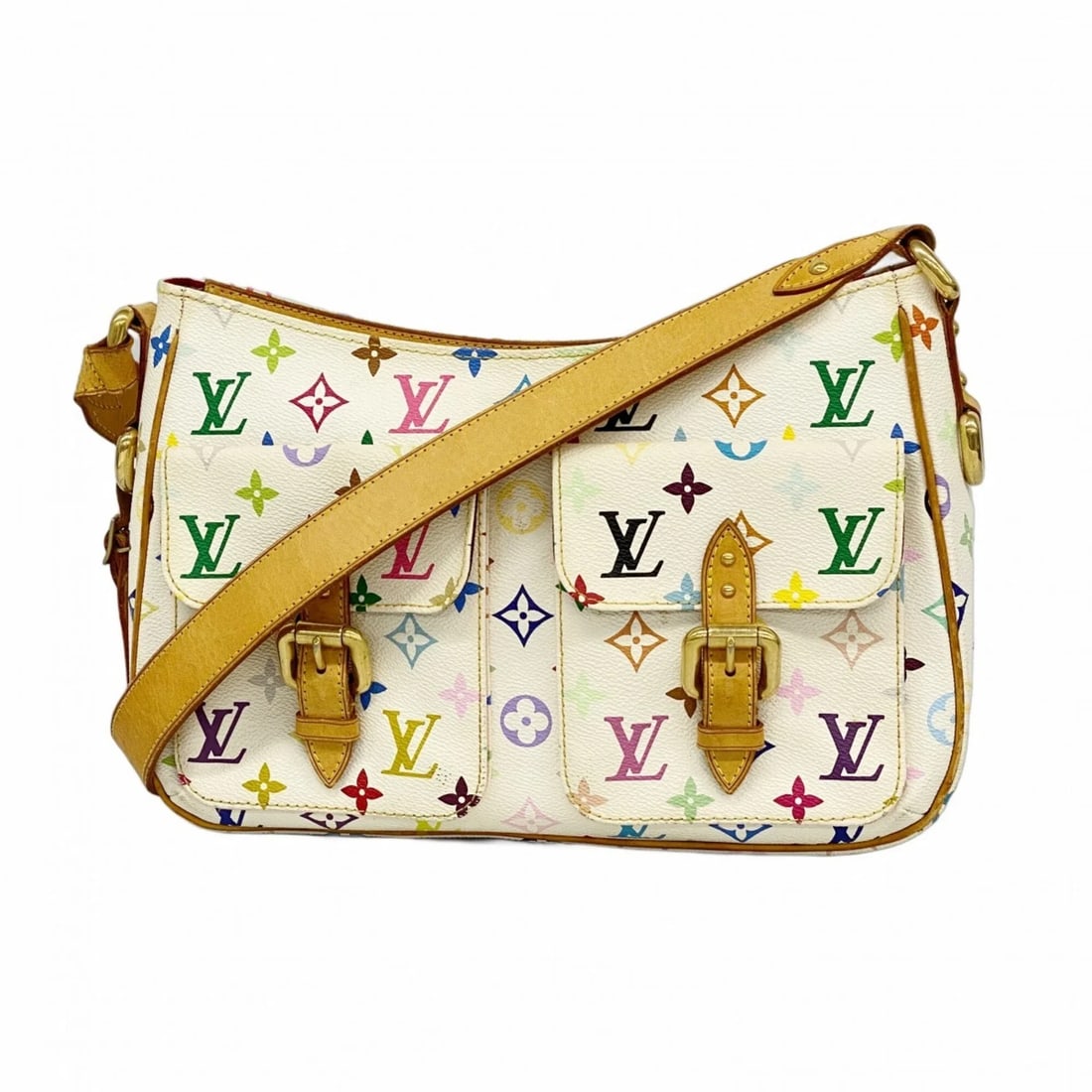 LOUIS VUITTON MONOGRAM MULTICOLOR LODGE GM SHOULDER BAG: Louis Vuitton Monogram Multicolor Lodge GM Shoulder Bag Brand: Louis Vuitton Type/Style: Shoulder bag Material: None Color: Blanc Size: (HxWxD)20cm x 31cm x 9cm / 7.87'' x 12.2'' x 3.54'' Accessor