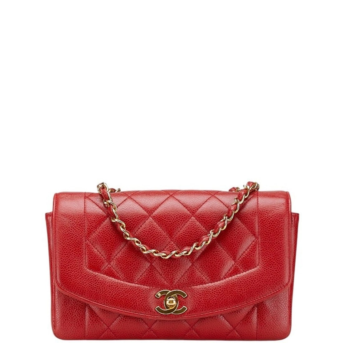 CHANEL DIANA COCO MARK CHAIN SHOULDER BAG IN RED CAVIARSKIN FOR (1 of 7)