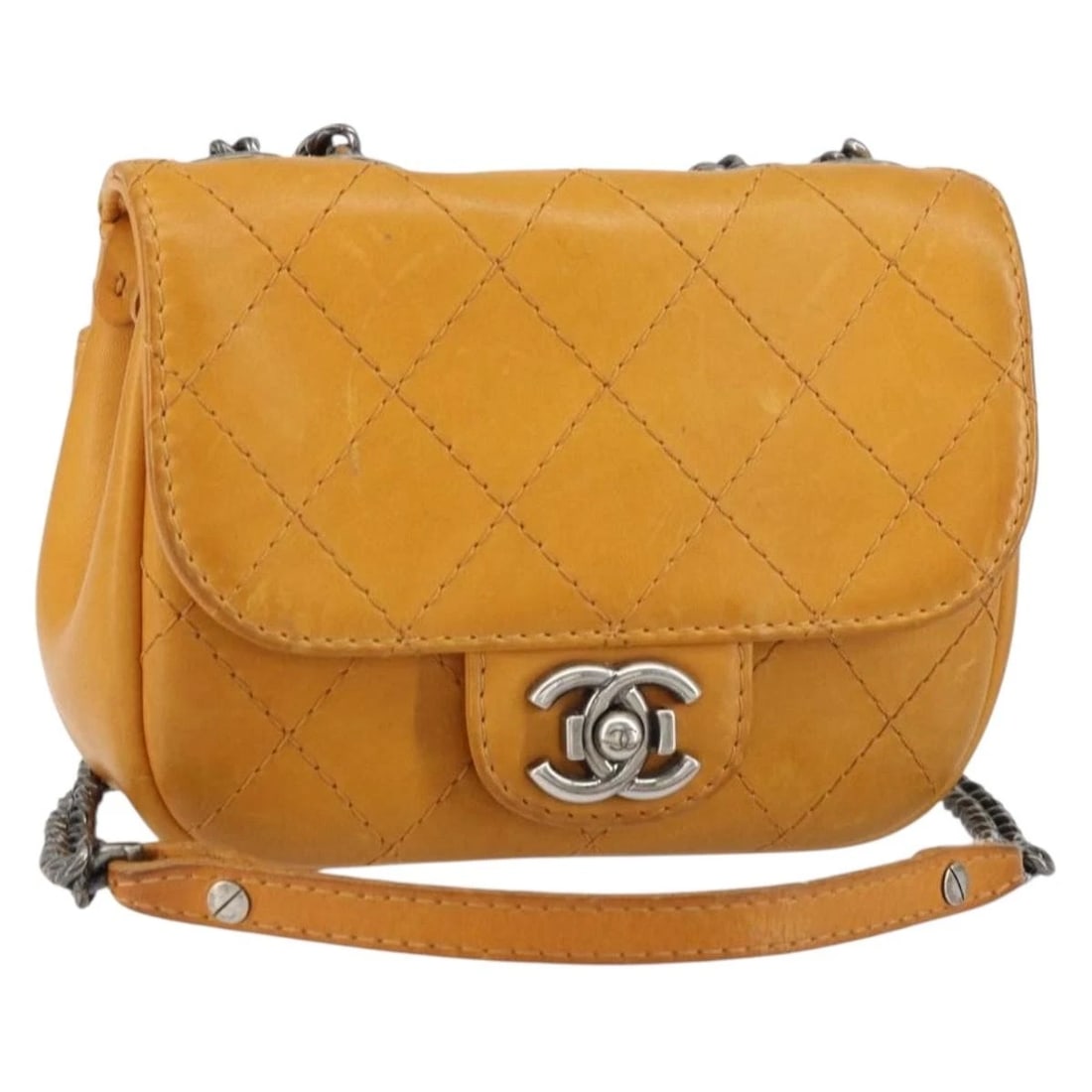 CHANEL MATELASSE CHAIN SHOULDER BAG: CHANEL Matelasse Chain Shoulder Bag Brand: CHANEL Type/Style: Shoulder Bag Material: Leather Color: Orange Size: Size(Inch) W7.1 x H4.7 x D2.0inch(Approx) Shoulder Drop:23.6inch(Approx) Accessorie