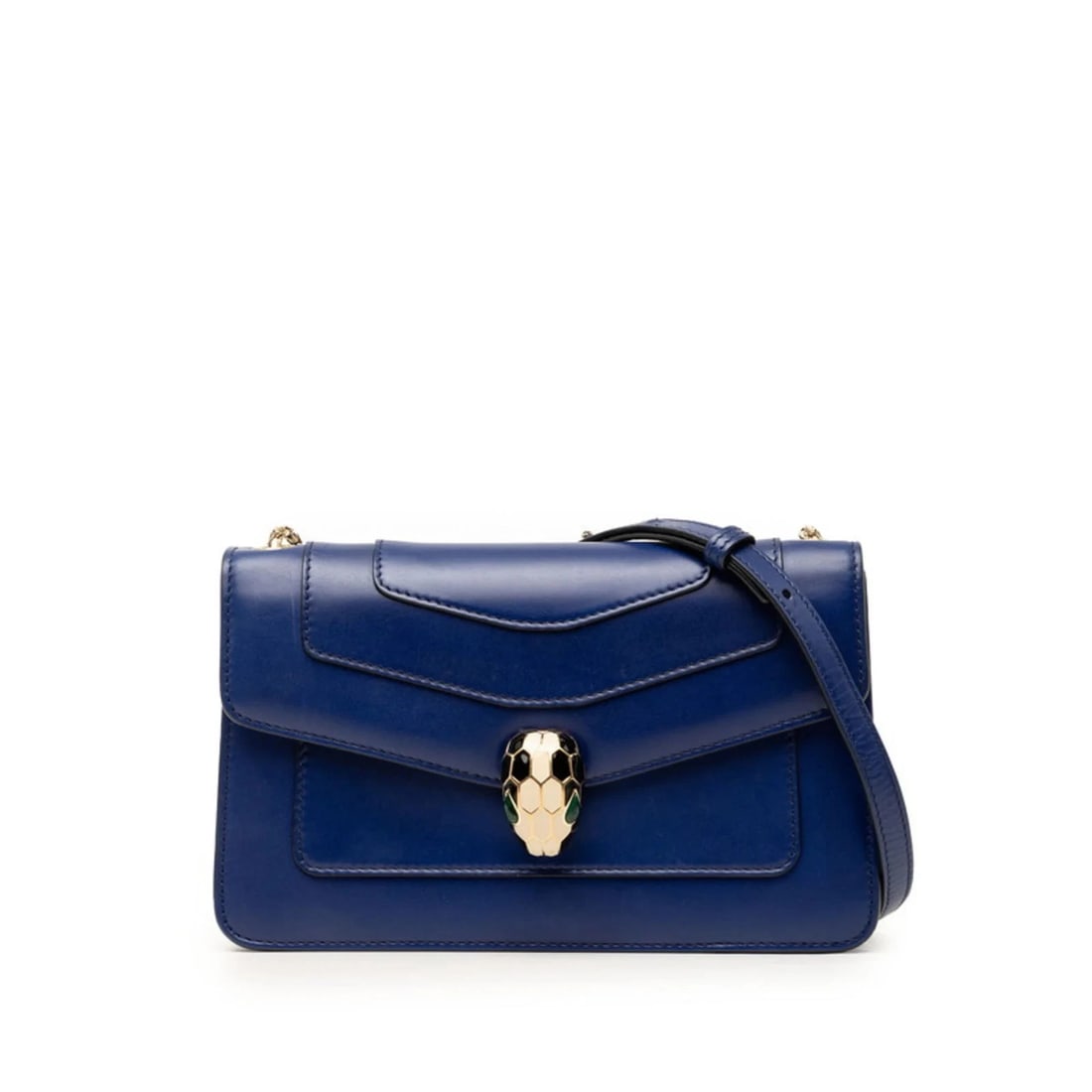 BULGARI SERPENTI FOREVER CHAIN SHOULDER BAG, BLUE LEATHER: Bulgari Serpenti Forever Chain Shoulder Bag, Blue Leather Brand: Bvlgari Type/Style: Shoulder bag Material: Leather Color: Blue Size: (HxWxD) 13cm x 21.5cm x 3.5cm / 5.11'' x 8.46'' x 1.37'' Acces