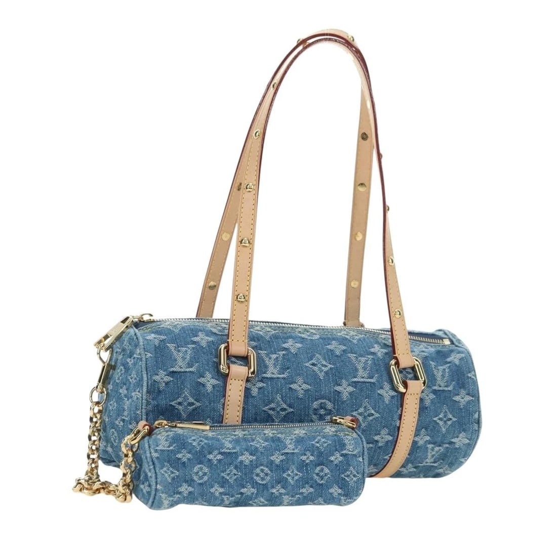 LOUIS VUITTON MONOGRAM DENIM PAPILLON MM HAND BAG: LOUIS VUITTON Monogram Denim Papillon MM Hand Bag Brand: LOUIS VUITTON Type/Style: Hand Bag Material: Monogram Denim Canvas Color: Blue Size: Size(Inch) W10.6 x H4.3 x D4.7inch(Approx) Accessories
