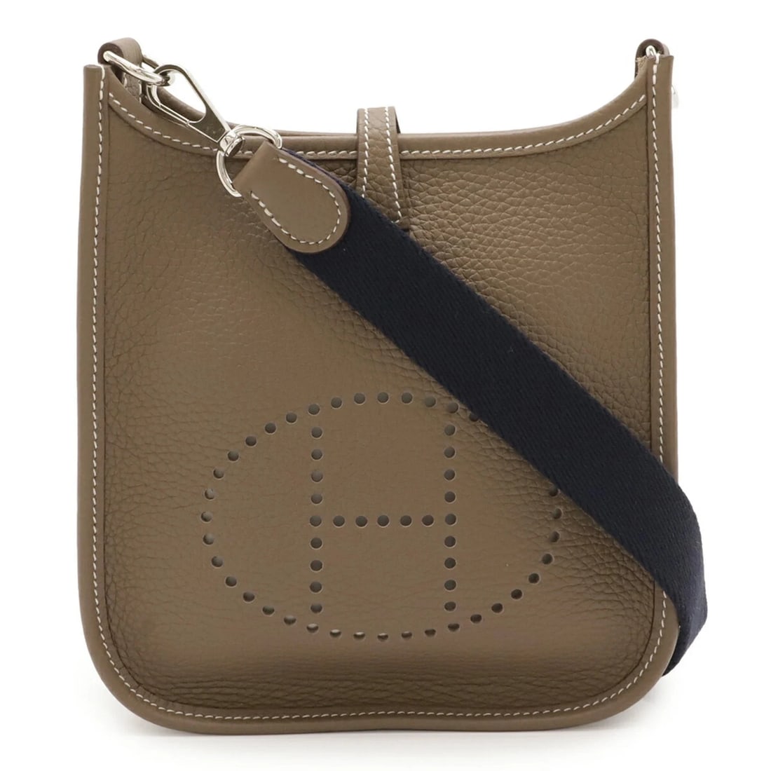 HERMES EVELYNE TPM SHOULDER BAG/POCHETTE, TAURILLON CLEMENCE LEATHER: HERMES Evelyne TPM Shoulder Bag/Pochette, Taurillon Clemence Leather Brand: Hermes Type/Style: Pochette, Shoulder bag Material: Taurillon clemence leather Color: Blue indigo, Etoupe gray Size: (HxWxD)