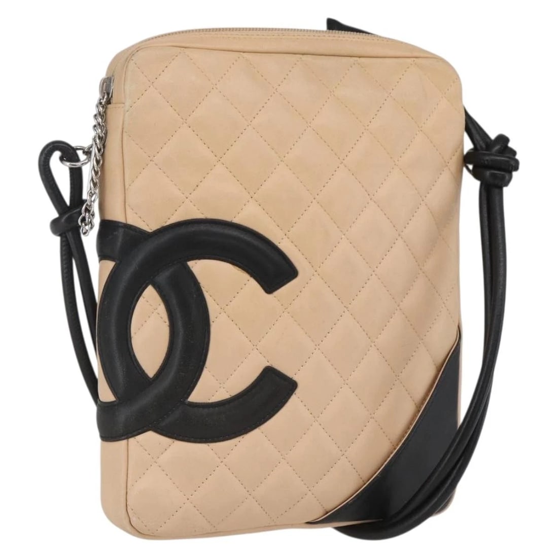 CHANEL MATELASSE CAMBON LINE SHOULDER BAG: CHANEL Matelasse Cambon Line Shoulder Bag Brand: CHANEL Type/Style: Shoulder Bag Material: Leather Color: Beige/Silver Size: Size(Inch) W7.5 x H9.4 x D1.2inch(Approx) Accessories: None Acc