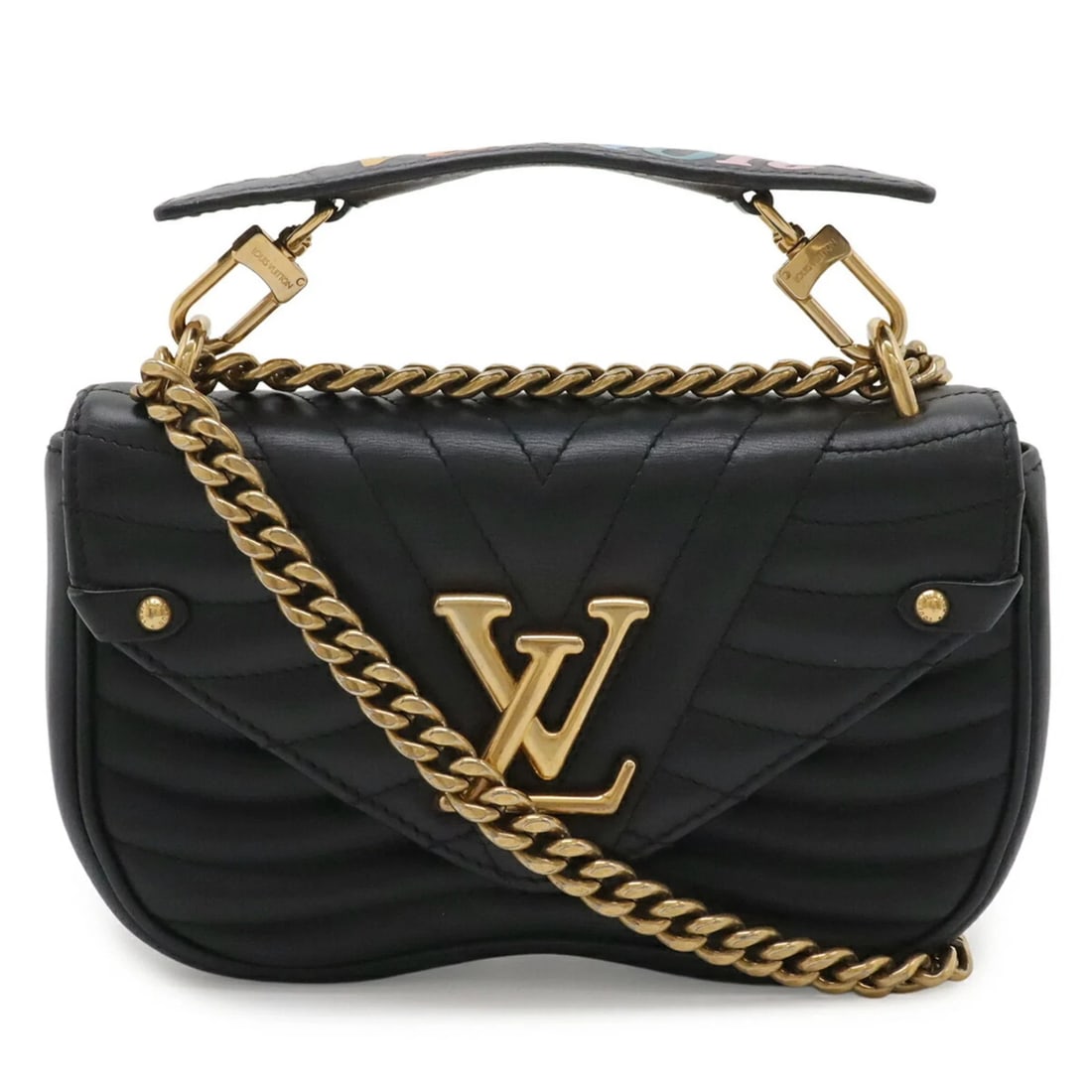 LOUIS VUITTON WAVE CHAIN BAG PM SHOULDER LEATHER: LOUIS VUITTON Wave Chain Bag PM Shoulder Leather Brand: Louis Vuitton Type/Style: Shoulder bag Material: Leather Color: Black,Noir Size: (HxWxD)13cm x 22.5cm x 5.5cm / 5.11'' x 8.85'' x 2.16'' Acc