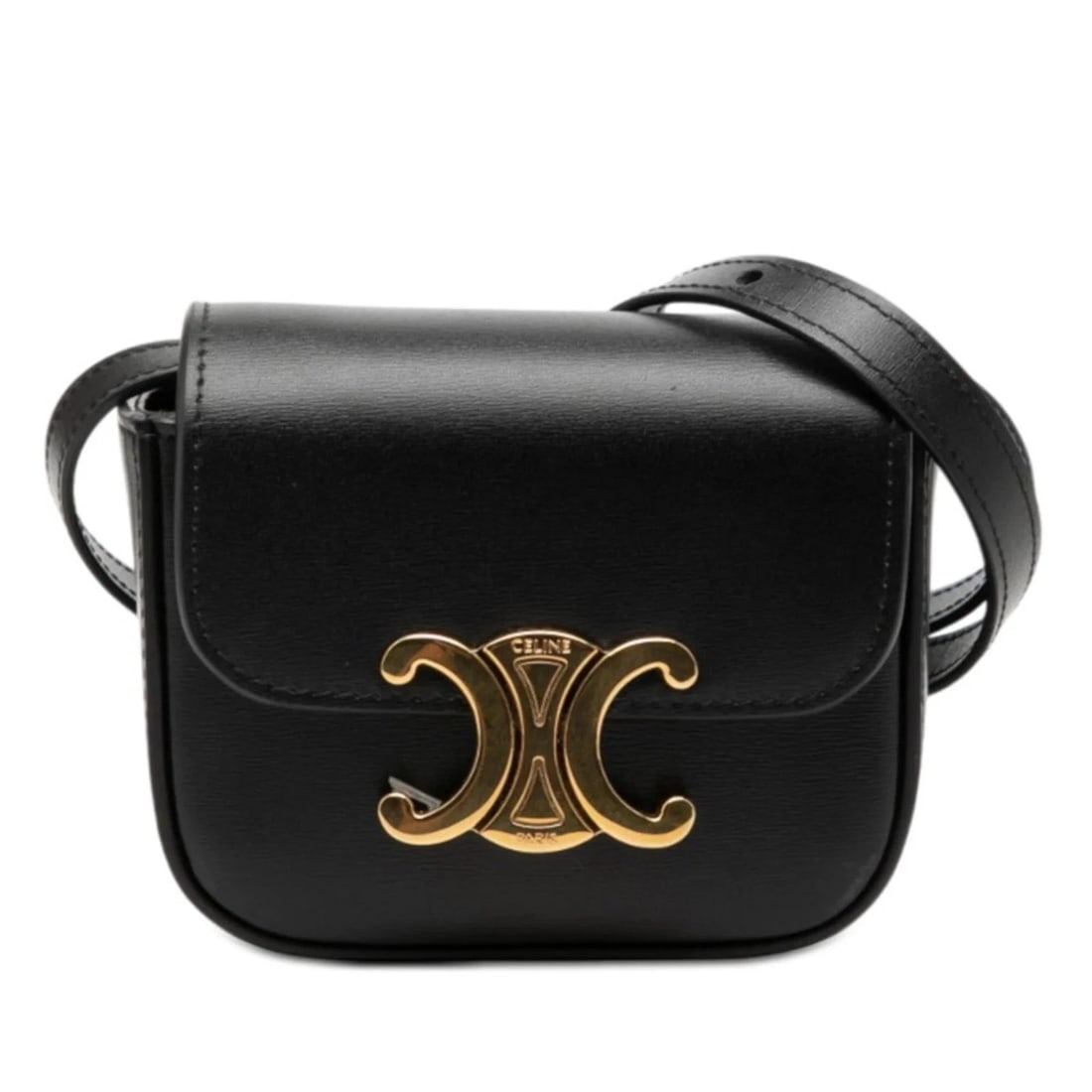 CELINE TRIOMPHE MINI CLAUDE CROSSBODY SHOULDER BAG POUCH BLACK: Celine Triomphe Mini Claude Crossbody Shoulder Bag Pouch Black Brand: Celine Type/Style: Pochette, Shoulder bag Material: Leather Color: Black Size: (HxWxD)9cm x 11cm x 4.5cm / 3.54'' x 4.33'' x 1.77'