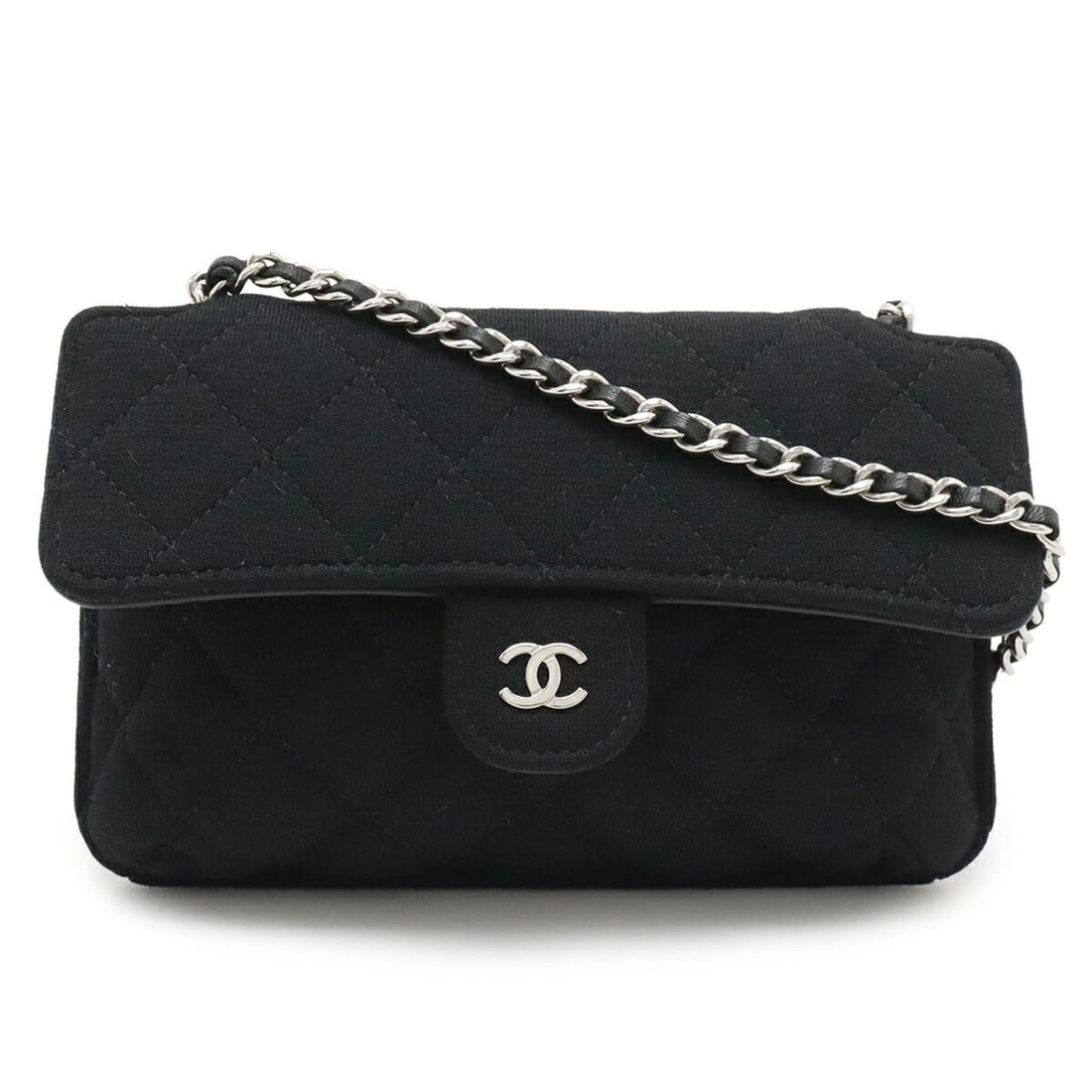 CHANEL MATELASSE COCO MARK ECO TOTE BAG WITH CHAIN SHOULDER STRAP: CHANEL Matelasse Coco Mark Eco Tote Bag with Chain Shoulder Strap Brand: Chanel Type/Style: Eco-bag, Tote bag Material: Cotton Nylon Color: Black,Gray Size: (HxWxD)11cm x 18cm x 2.5cm / 4.33'' x 7.08'