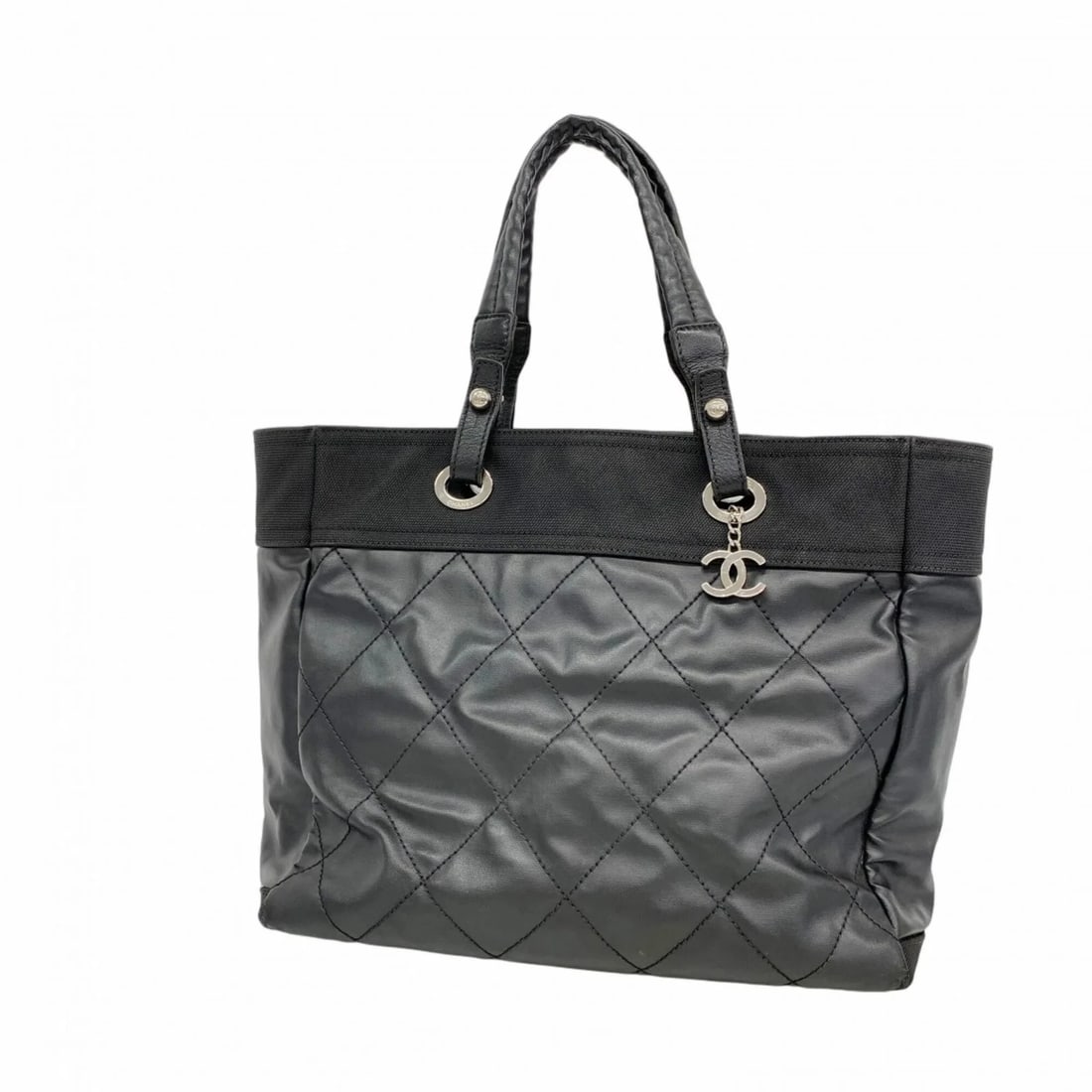 CHANEL PARIS BIARRITZ CANVAS TOTE BAG, BLACK,: Chanel Paris Biarritz Canvas Tote Bag, Black, Brand: Chanel Type/Style: Tote bag Material: Canvas Color: Black Size: (HxWxD)31cm x 34.5cm x 14cm / 12.2'' x 13.58'' x 5.51'' Accessories: None