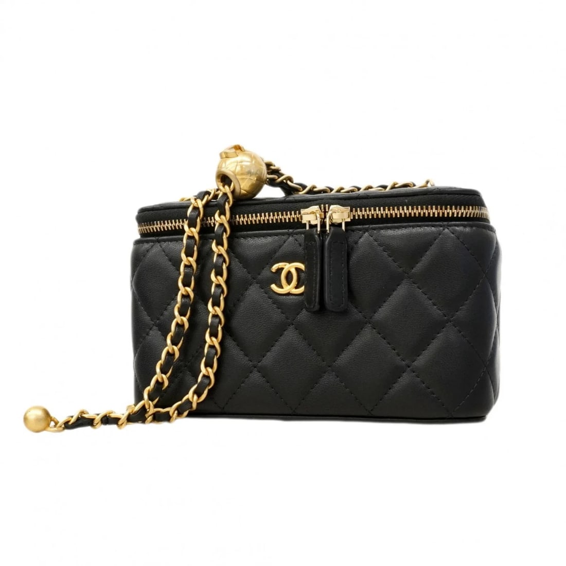 CHANEL HANDBAG/VANITY BAG, MATELASSE LAMBSKIN, BLACK, (1 of 4)
