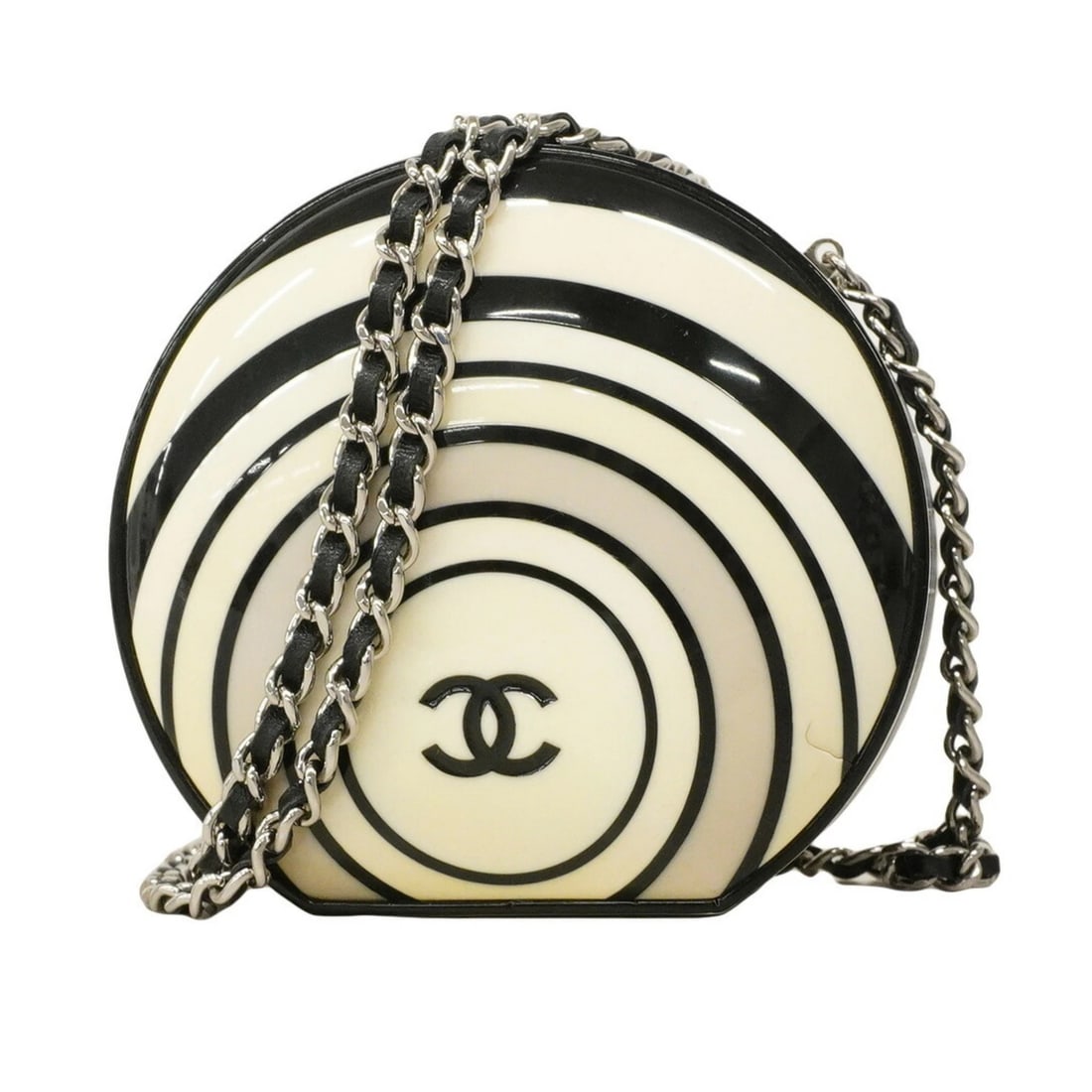 CHANEL SHOULDER BAG CHAIN IVORY BLACK: Chanel Shoulder Bag Chain Ivory Black Brand: Chanel Type/Style: Shoulder bag Material: None Color: Black,Ivory Size: (HxWxD)10cm x 11cm x 5cm / 3.93'' x 4.33'' x 1.96'' Accessories: None A