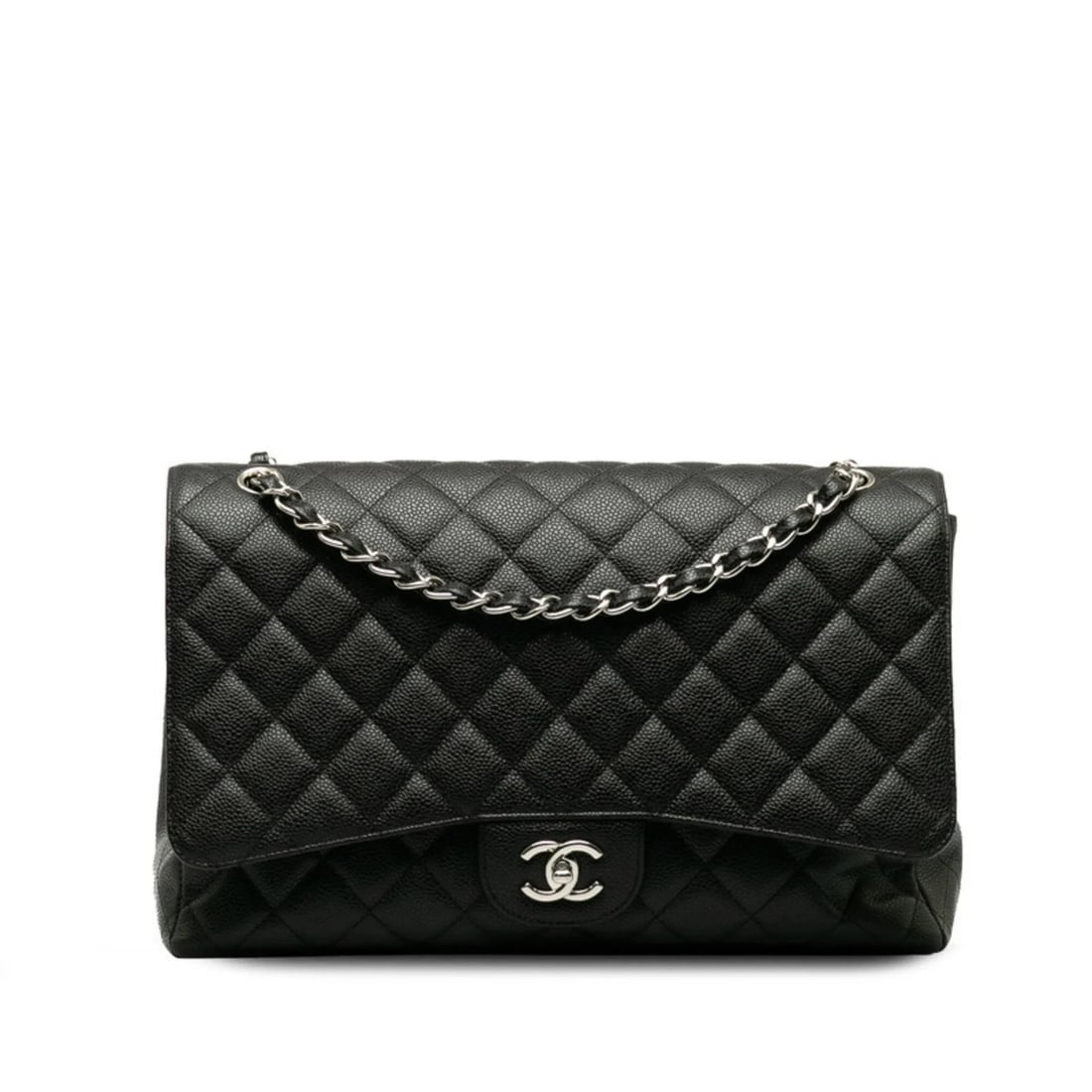 CHANEL MATELASSE COCO MARK CHAIN SHOULDER BAG, BLACK, SILVER: Chanel Matelasse Coco Mark Chain Shoulder Bag, Black, Silver Brand: Chanel Type/Style: Shoulder bag Material: Grained Calfskin Color: Black Size: (HxWxD)19.5cm x 32.5cm x 10cm / 7.67'' x 12.79'' x 3.9