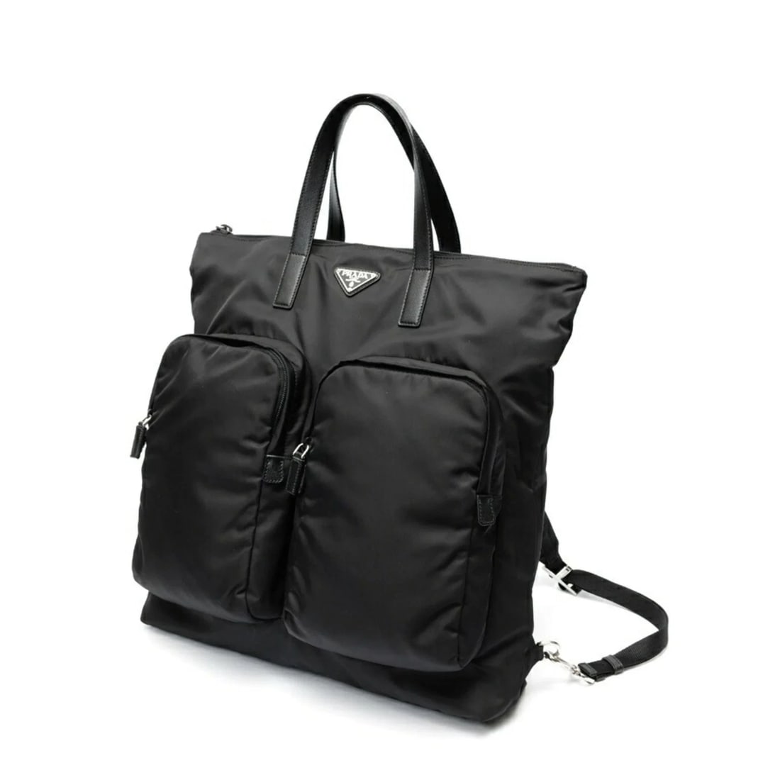 PRADA RE-NYLON X SAFFIANO LEATHER BACKPACK RUCKSACK: PRADA Re-Nylon x Saffiano Leather Backpack Rucksack Brand: Prada Type/Style: Backpack Material: Nylon,Leather Color: Black Size: (HxWxD)42cm x 40cm x 10cm / 16.53'' x 15.74'' x 3.93'' Accessories: