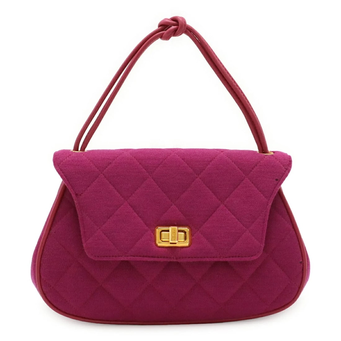 CHANEL MATELASSE CANVAS HANDBAG, COTTON, PURPLE: CHANEL Matelasse Canvas Handbag, Cotton, Purple Brand: Chanel Type/Style: Handbag Material: Cotton Color: Purple Size: (HxWxD)14cm x 23cm x 8cm / 5.51'' x 9.05'' x 3.14'' Accessories: None