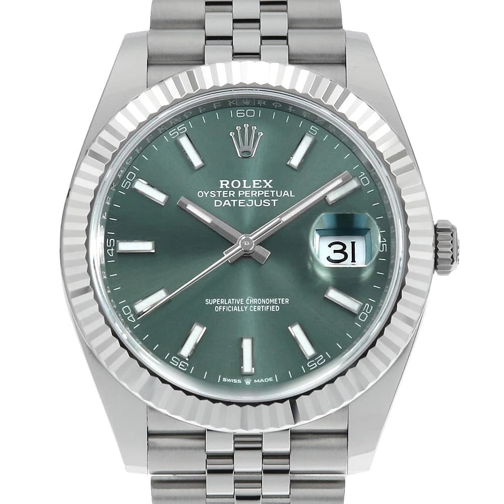 ROLEX DATEJUST MINT GREEN BAR JUBILEE WATCH: ROLEX Datejust Mint green Bar Jubilee Watch Brand: ROLEX Type/Style: Wrist watch Material: Band Material Stainless Steel, Case Material Stainless Steel Color: Dial Color Mint Green Size: Case:W41mm Ci