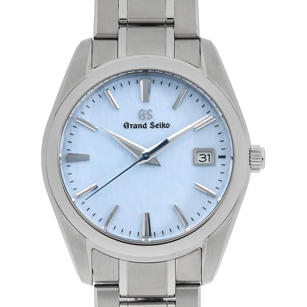 GRAND SEIKO HERITAGE COLLECTION MASTER SNOW WHITE BLUE WATCH: Grand Seiko Heritage Collection Master Snow White Blue Watch Brand: Grand Seiko Type/Style: Wrist watch Material: Band Material Bright Titanium, Case Material Bright Titanium Color: Dial Color Blue Si