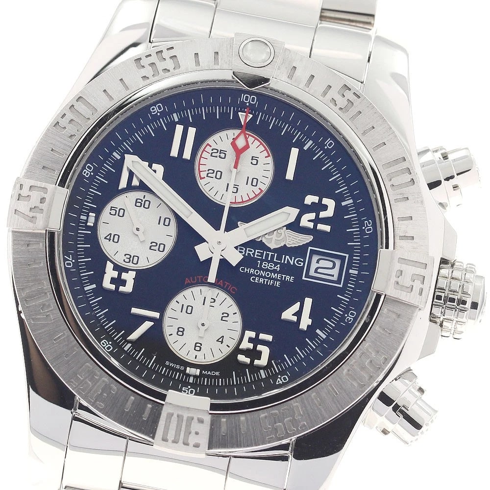 BREITLING AVENGER DATE BLACK AUTOMATIC WATCH: BREITLING Avenger Date black Automatic Watch Brand: BREITLING Type/Style: Wristwatch Material: Band Material Stainless Steel, Case Material Stainless Steel Color: Case Color Silver Band Color Silver D