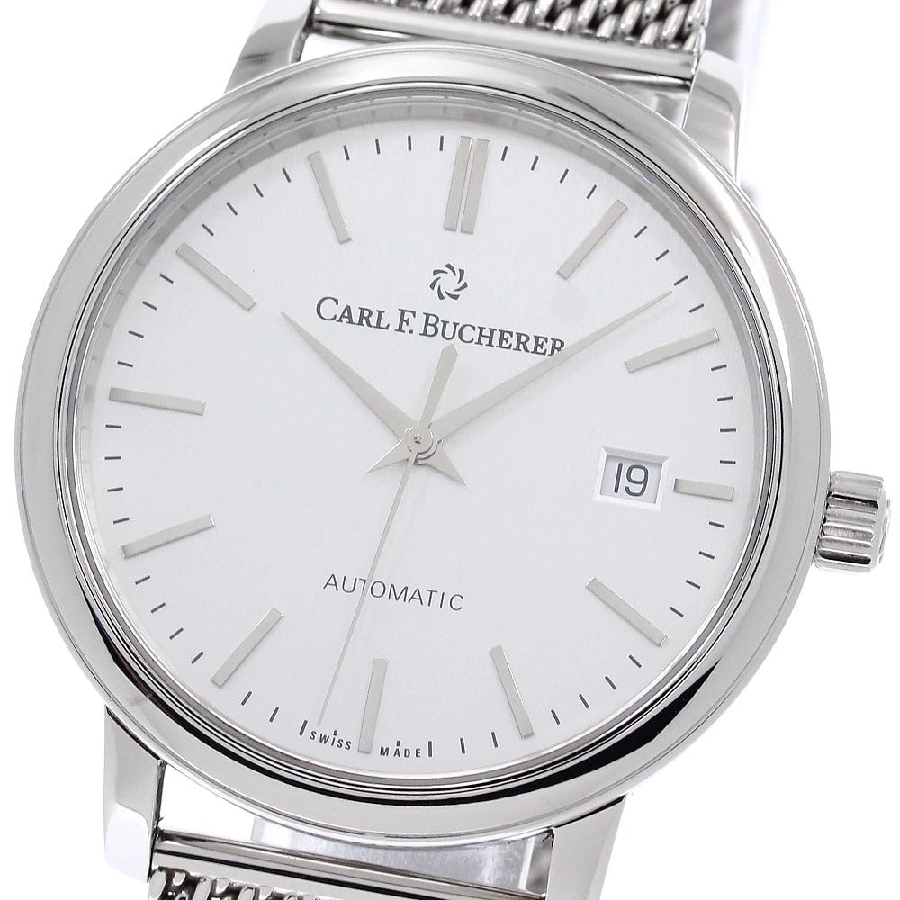 CARL F.BUCHERER DATE AUTOMATIC WATCH: CARL F.BUCHERER Date Automatic Watch Brand: CARL F.BUCHERER Type/Style: Wristwatch Material: Band Material Stainless Steel, Case Material Stainless Steel Color: Dial Color Silver Band Color Silver