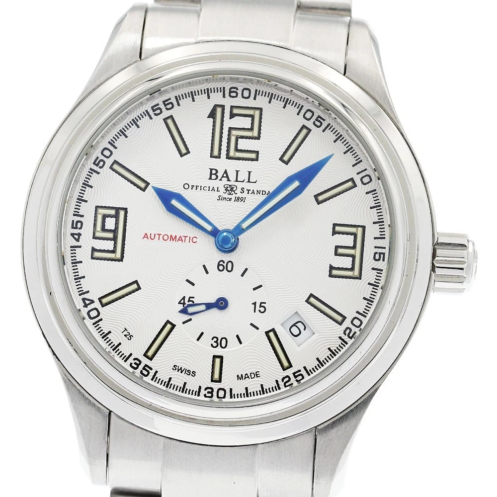 BALLWATCH TRAIN MASTER DATE SILVER AUTOMATIC WATCH: BALLWATCH Train master Date Silver Automatic Watch Brand: BALLWATCH Type/Style: Wristwatch Material: Band Material Stainless Steel, Case Material Stainless Steel Color: Dial Color Silver Band Color Si