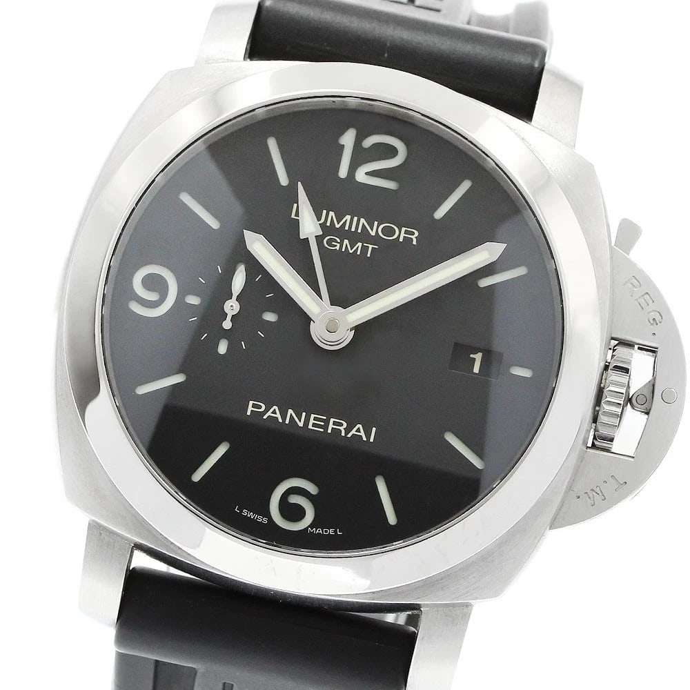 PANERAI LUMINOR BLACK AUTOMATIC WATCH: PANERAI Luminor black Automatic Watch Brand: PANERAI Type/Style: Wristwatch Material: Band Material rubber, Case Material Stainless Steel Color: Case Color Silver Band Color black Dial Color black