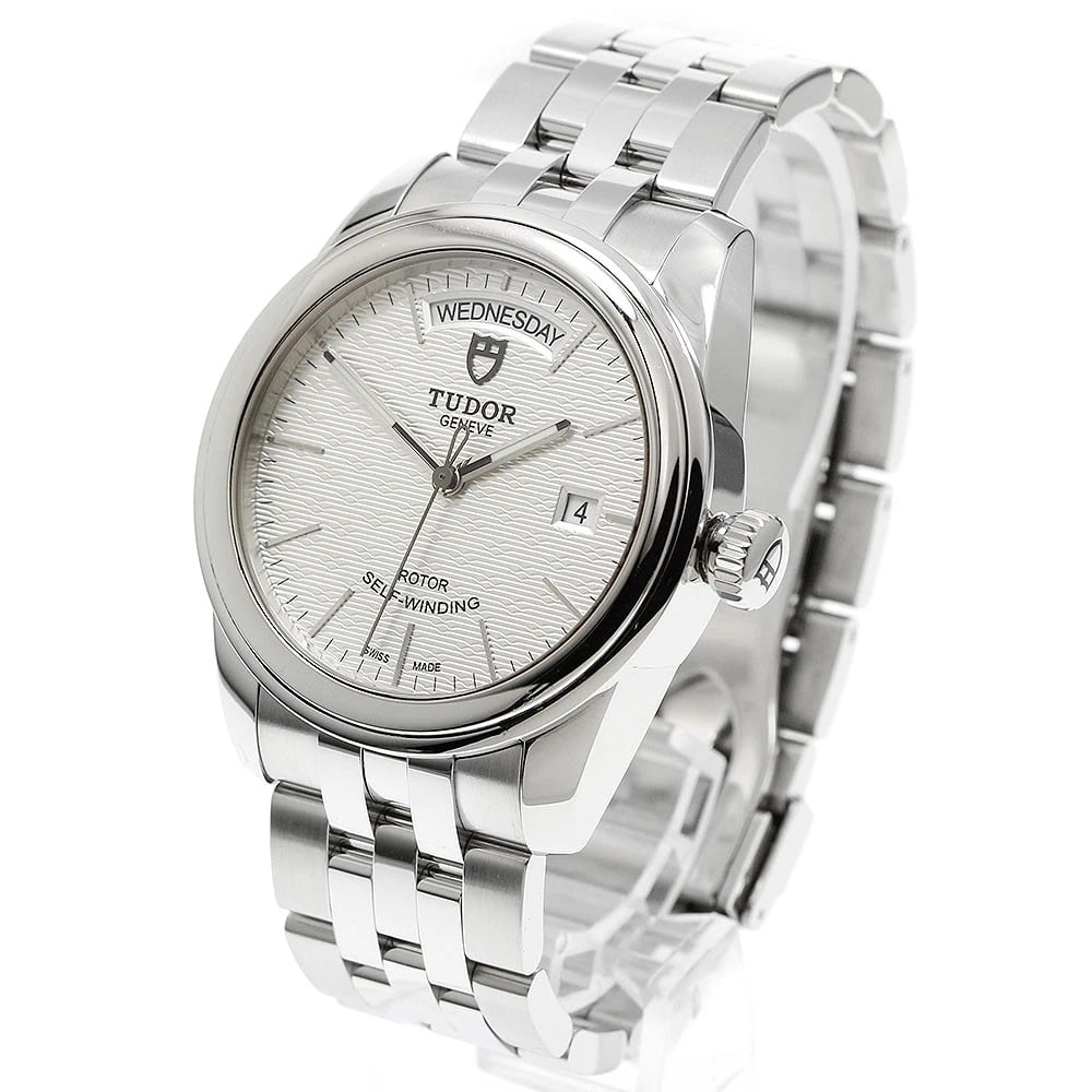 TUDOR GLAMOR DATE SILVER AUTOMATIC WATCH - 2