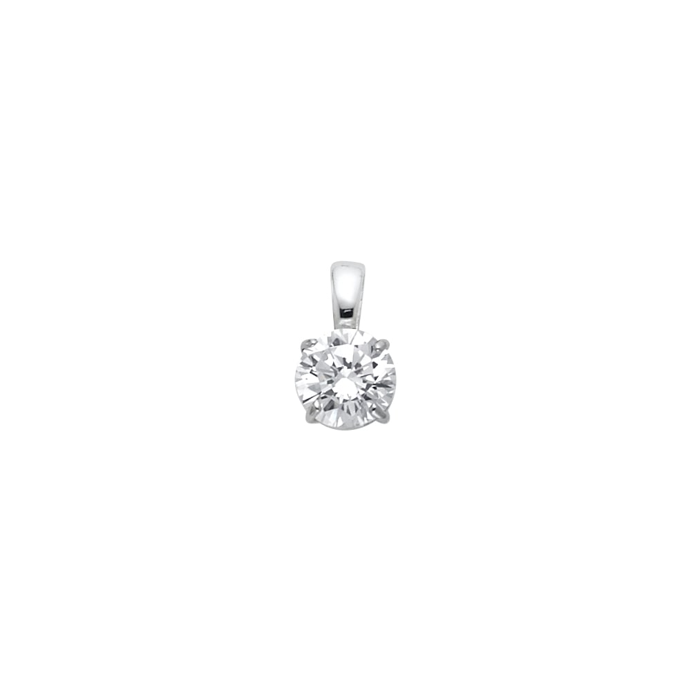 14KW ROUND CZ BASKET PENDANT: 14KW Round CZ Basket Pendant Type: Pendant Material Type: 14k Gold Material Color: White Avg. Weight: 0.53 Gr. Size: Height : 10 mm, Width : 6 mm Accessories: None Notice: When purchasing pre-owned