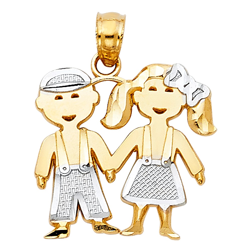 14K 2T BABY PENDANT: 14K 2T Baby Pendant Type: Pendant Material Type: 14k Gold Material Color: Two Tone Avg. Weight: 1.61 Gr. Size: Height : 17 mm,Width : 15 mm Accessories: None Notice: When purchasing pre-ow