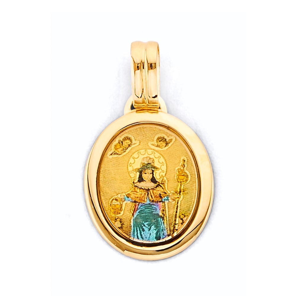 14KY OVAL SANTO NINO DE ATOCHA PENDANT: 14KY Oval Santo Nino De Atocha Pendant Type: Pendant Material Type: 14k Gold Material Color: Yellow Avg. Weight: 1.54 Gr. Size: Height : 30 mm, Width : 18 mm Accessories: None Notice: When