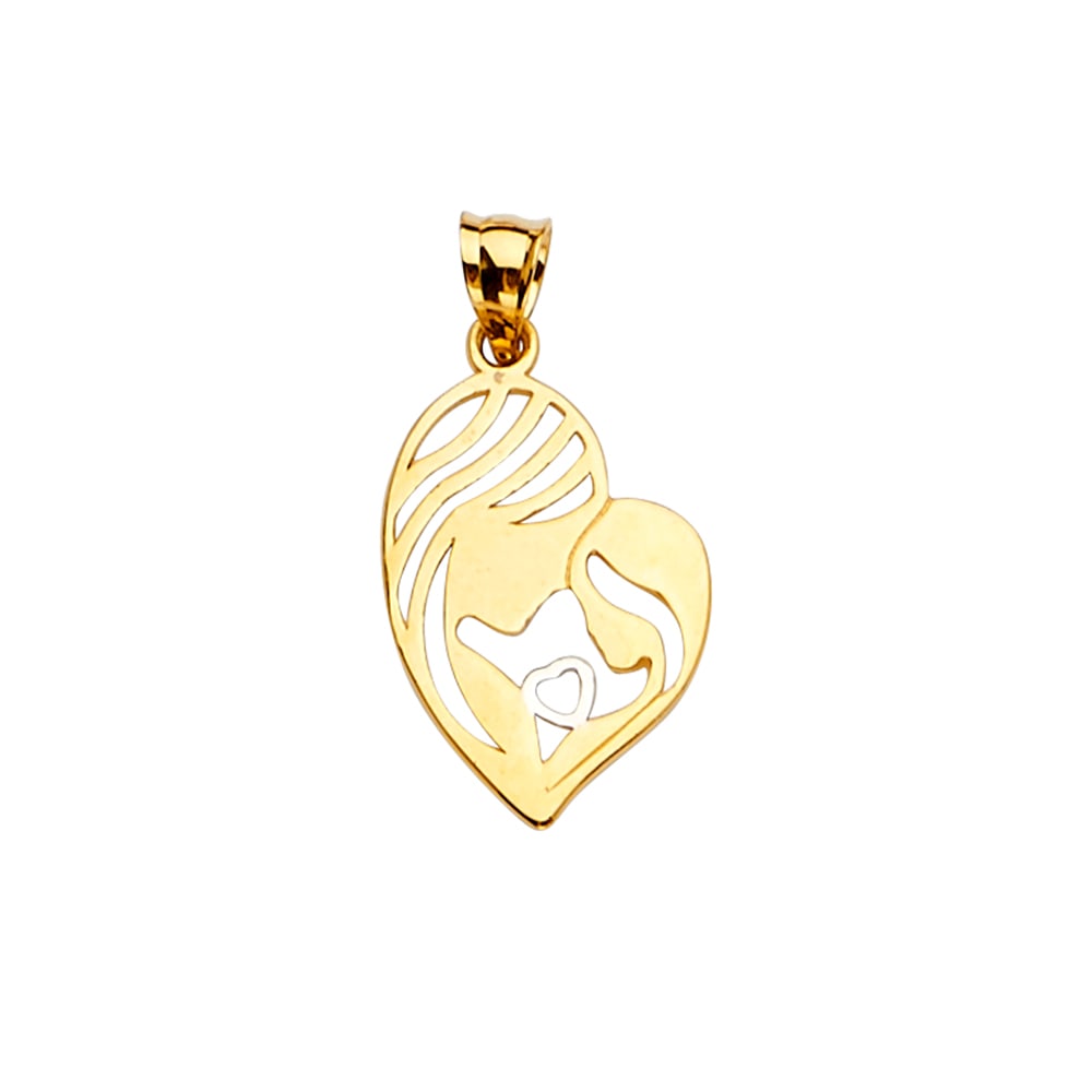 14KY MOM & CHILD PENDANT: 14KY Mom & Child Pendant Type: Pendant Material Type: 14k Gold Material Color: Yellow Avg. Weight: 0.91 Gr. Size: Height : 22 mm,Width : 12 mm Accessories: None Notice: When purchasing pre