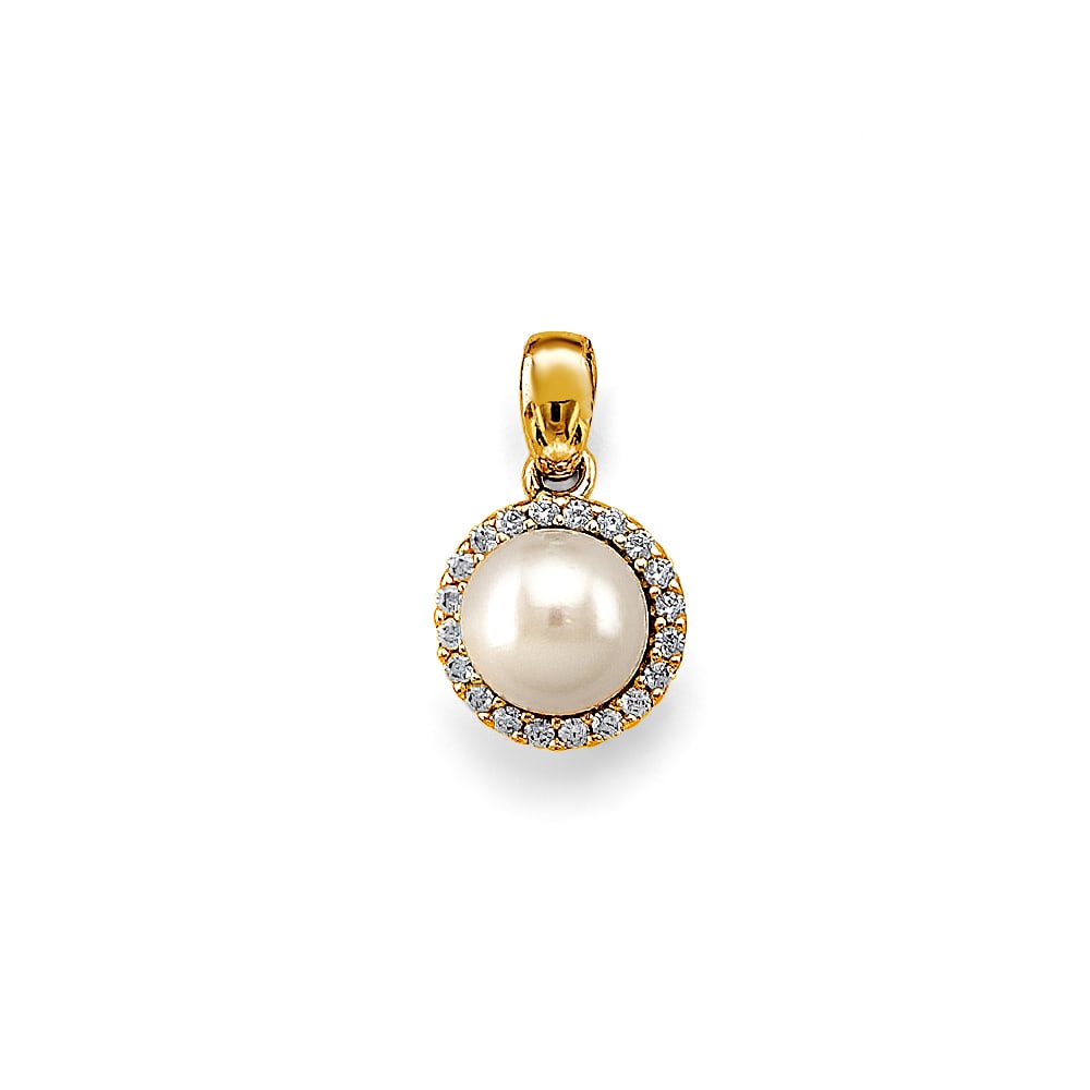 14K 2T PEARL PENDANT/SET: 14K 2T Pearl Pendant/Set Type: Pendant Material Type: 14k Gold Material Color: Two Tone Avg. Weight: 1.75 Gr. Size: Height : 15 mm, Width : 10 mm Accessories: None Notice: When purchasing