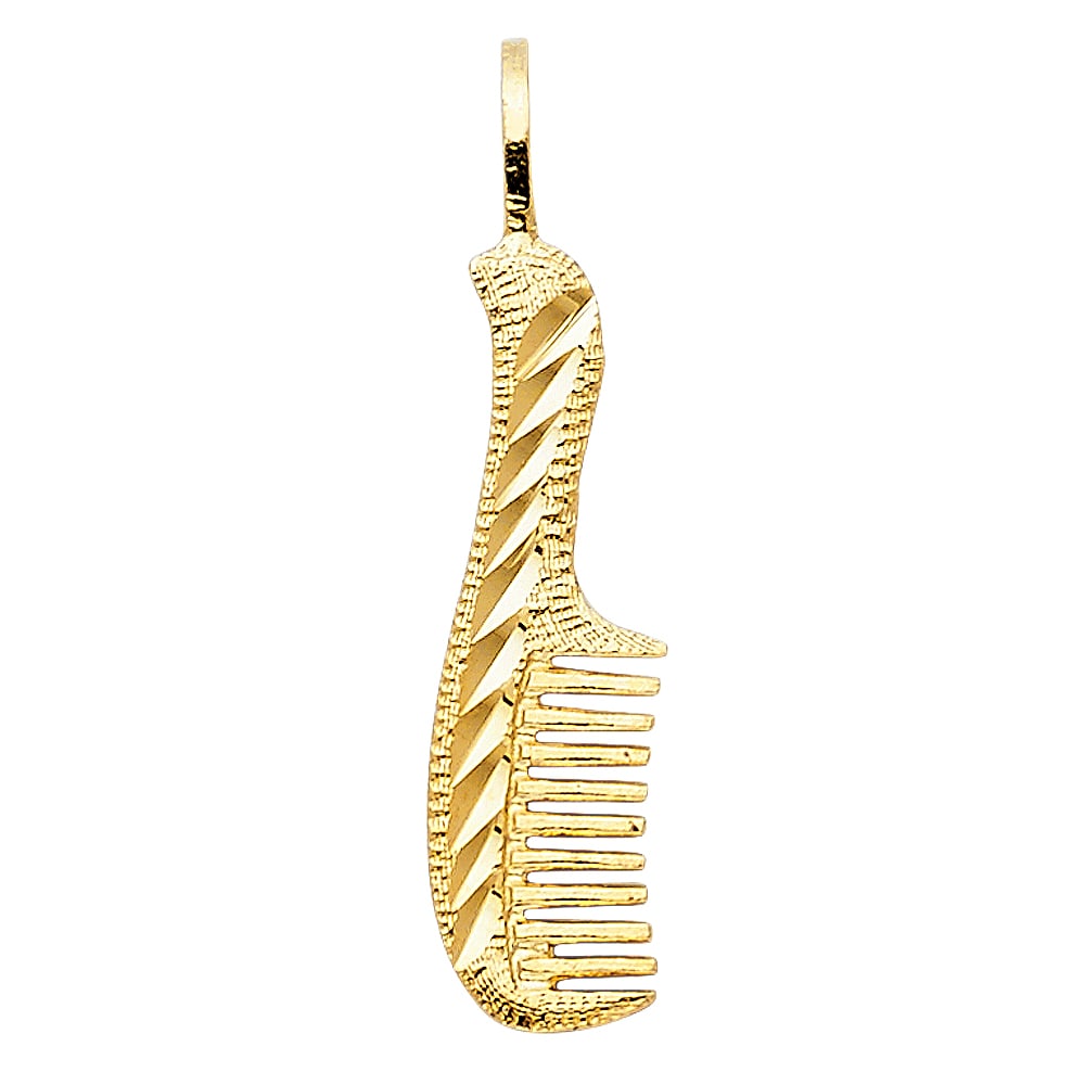 14KY COMB PENDANT: 14KY Comb Pendant Type: Pendant Material Type: 14k Gold Material Color: Yellow Avg. Weight: 0.76 Gr Size: Height : 24 mm,Width : 7 mm Accessories: None Notice: When purchasing pre-owned goods, please