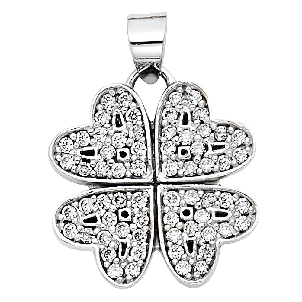 14KW CZ FLOWER PENDANT: 14KW CZ Flower Pendant Type: Pendant Material Type: 14k Gold Material Color: White Avg. Weight: 1.39 Gr. Size: Height : 13 mm,Width : 15 mm Accessories: None Notice: When purchasing pre-ow
